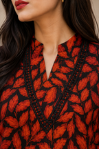 Noir Orange Leaf Kurti