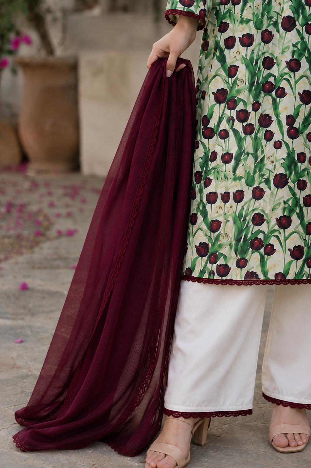 Rose Kurti Set with Dupatta (3pc)