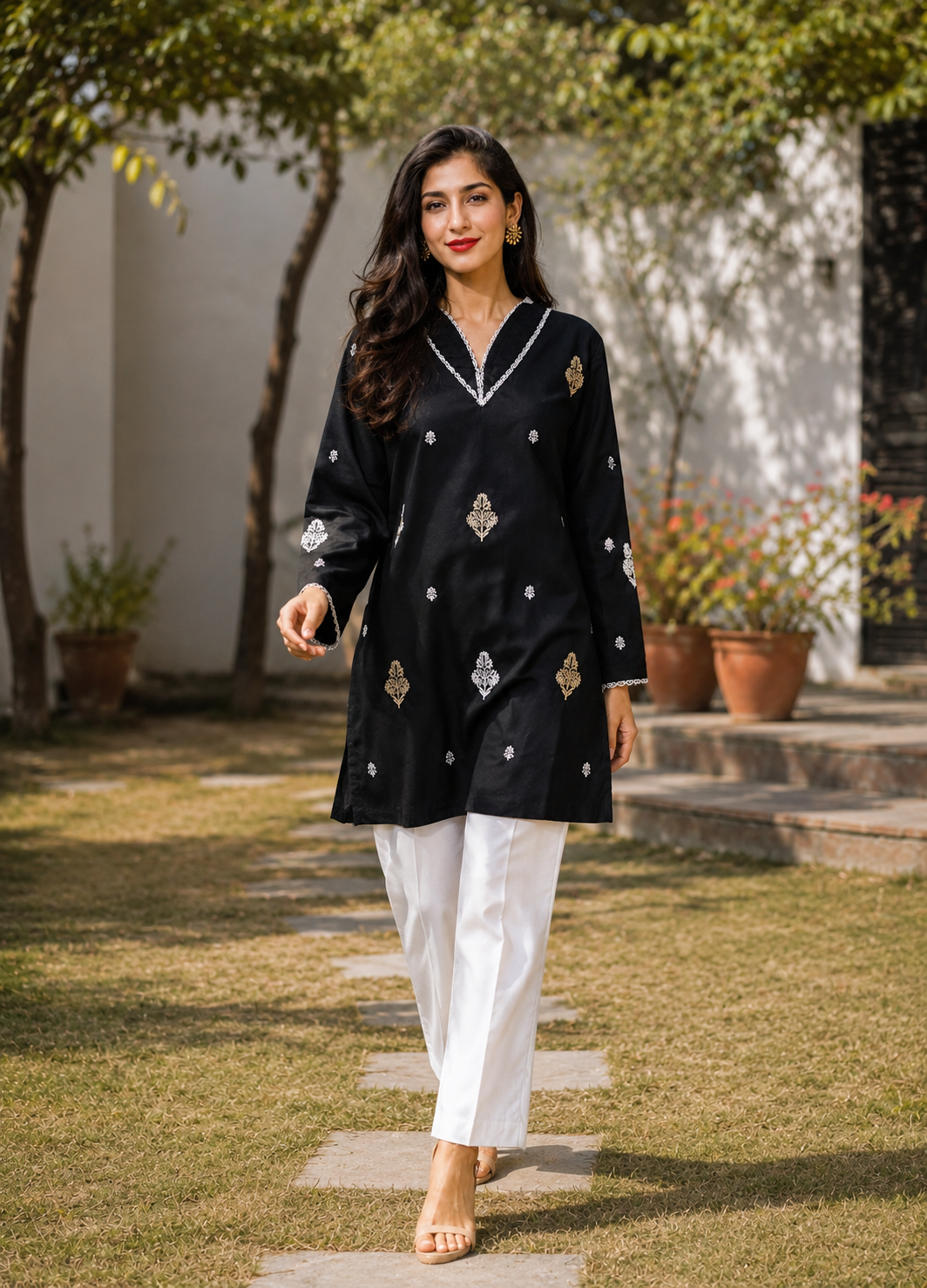 Black Motifs Kurti