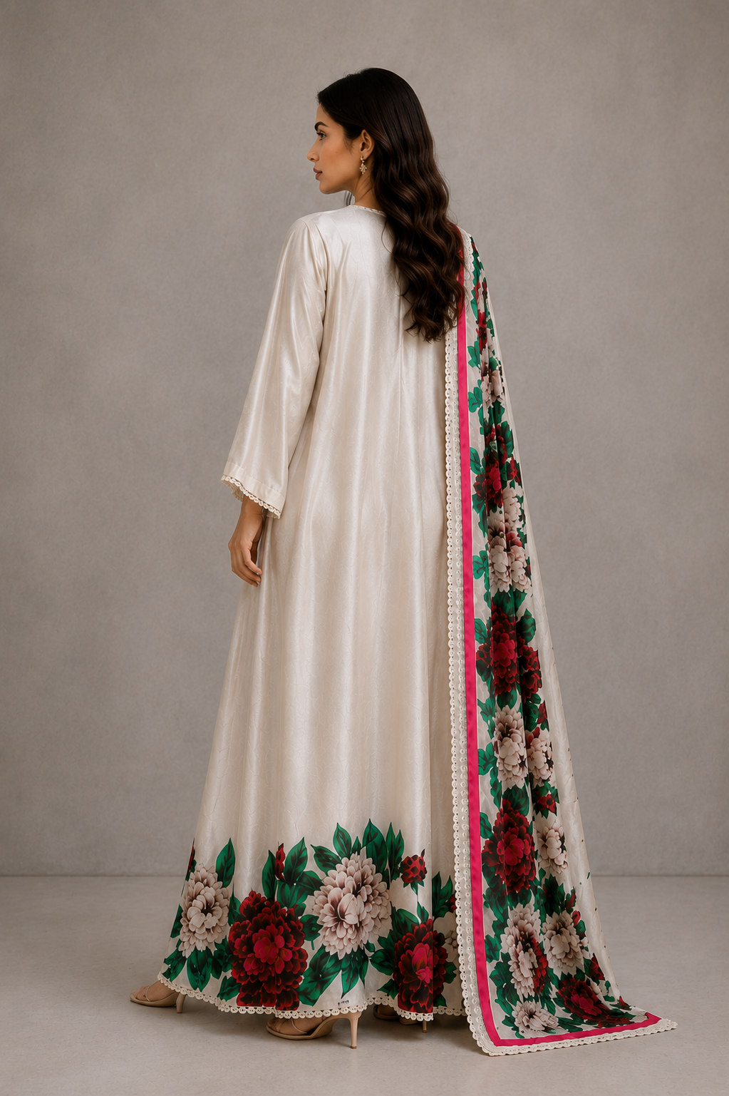 Rose Garden Kaftan with Dupatta
