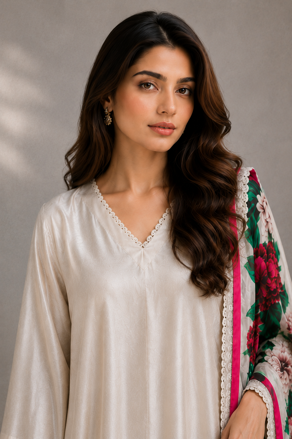Rose Garden Kaftan with Dupatta