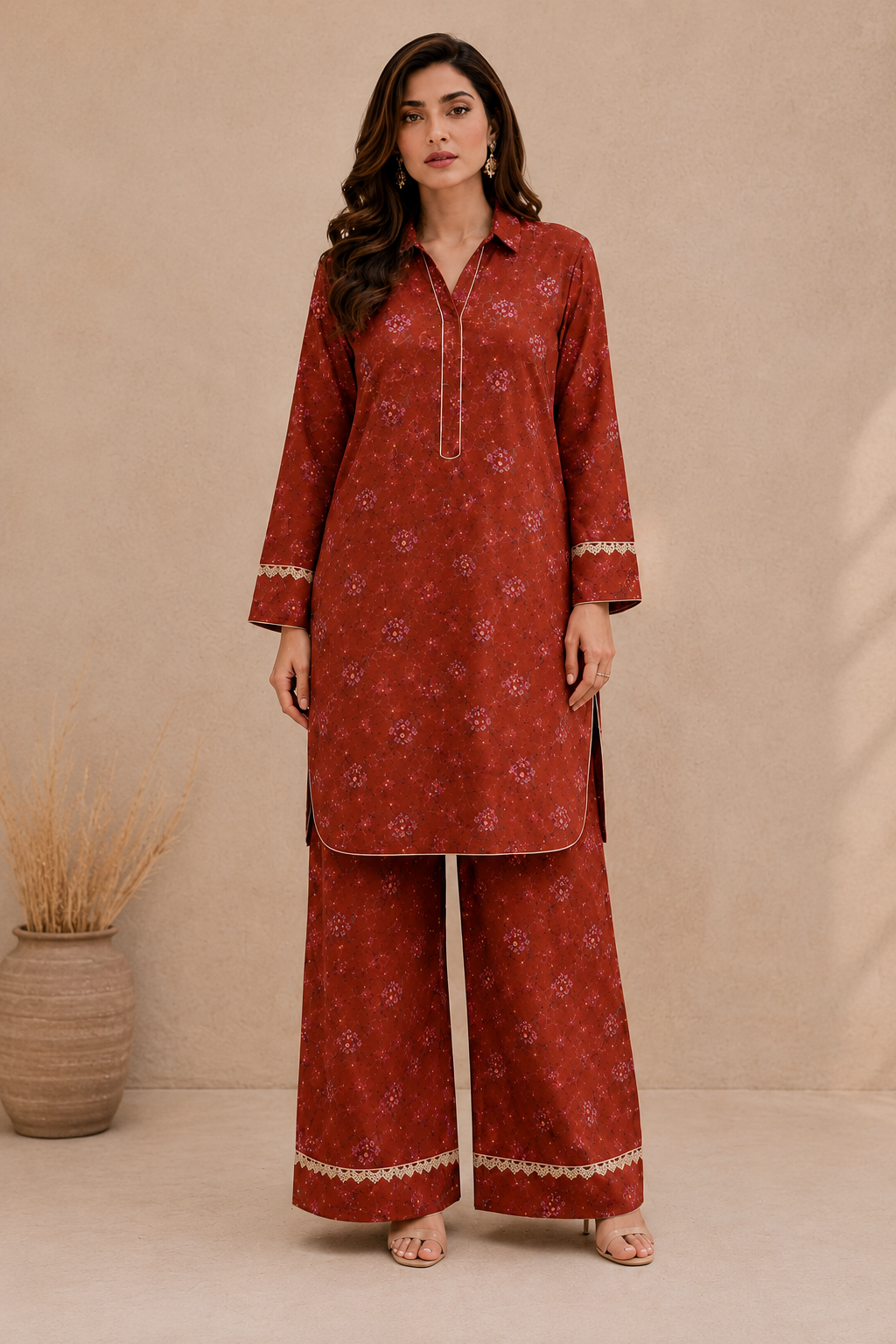 Rust Bloom Printed Co-Ord Set (2pc)