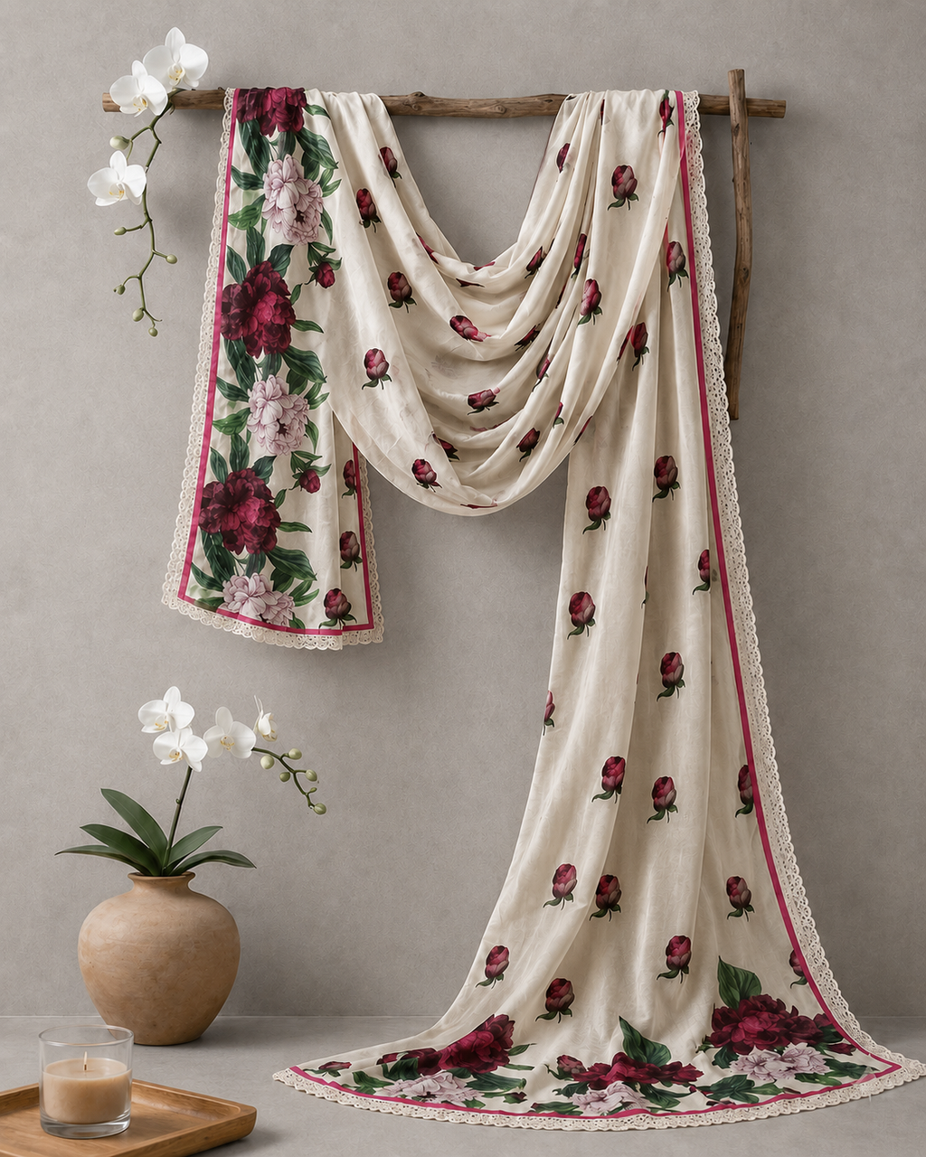 Rose Garden Kaftan with Dupatta