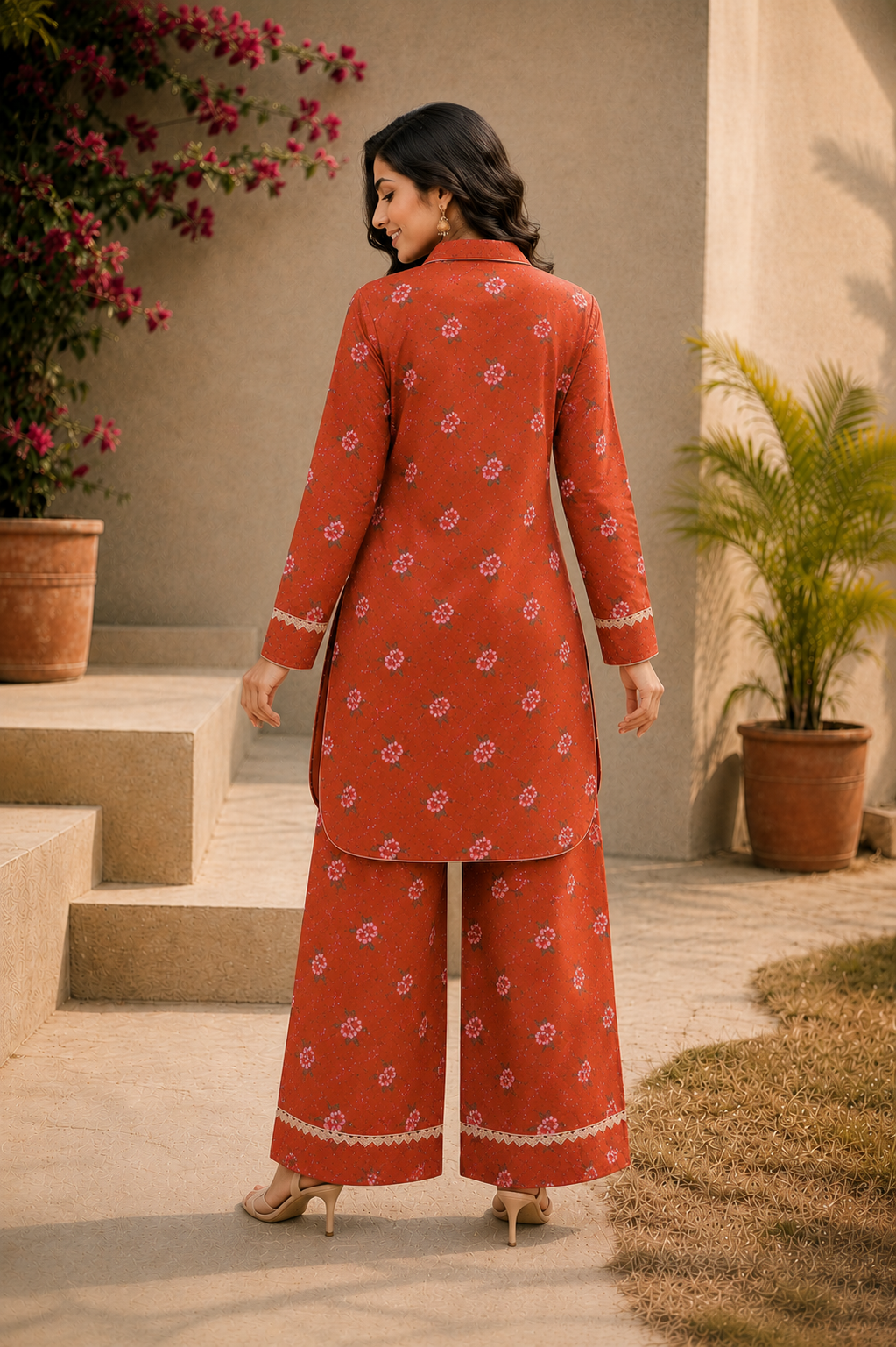 Rust Bloom Printed Co-Ord Set (2pc)