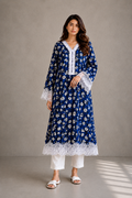 Midnight Bloom Lace Long Kurti